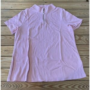 NEW Isaac Mizrahi Live Waffle Knit Zip Top Size 1X Women’s Pink